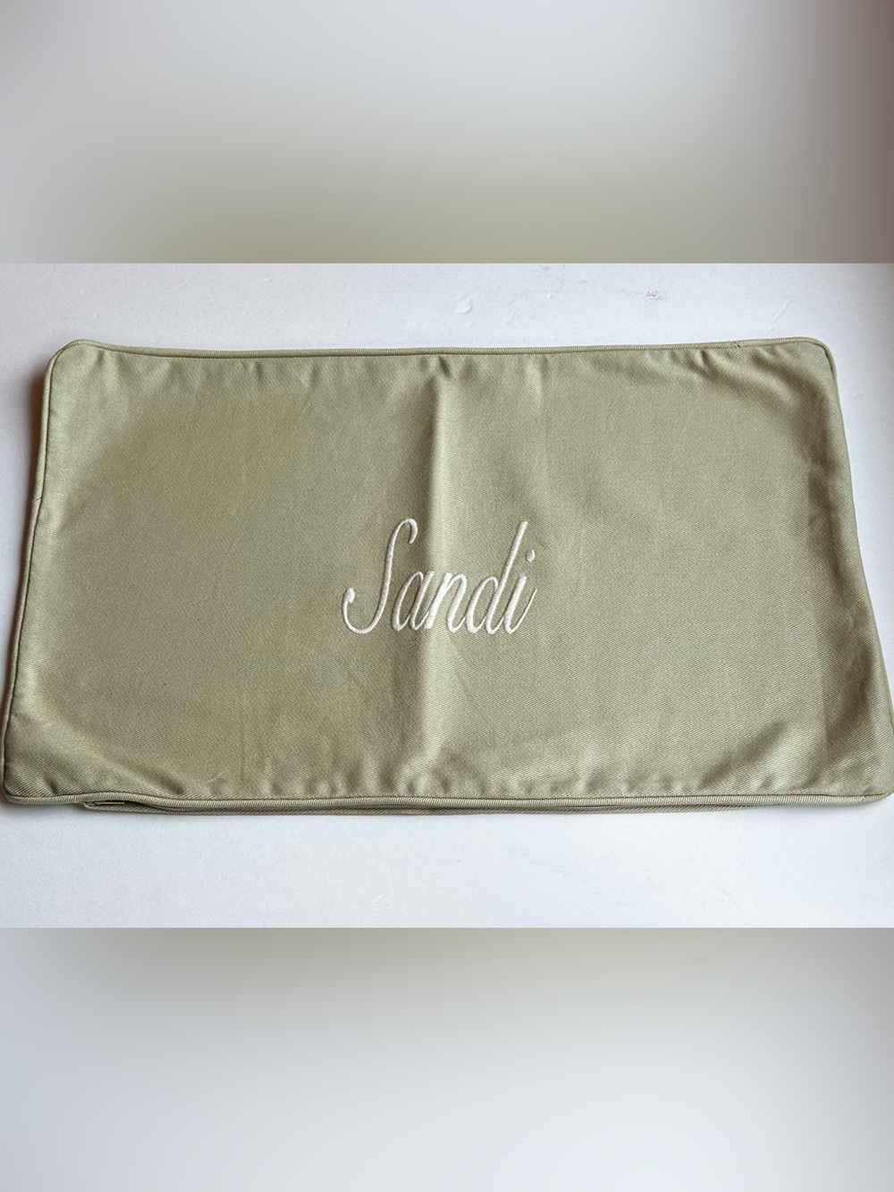 Ballard Designs Embroidered Pillow Cover in soft Sage Green Cotton